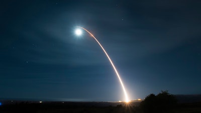 This photo provided by the U.S. Air Force shows the launch of an unarmed Minuteman III intercontinental ballistic missile during a developmental test early Wednesday, Feb. 5, 2020, at Vandenberg Air Force Base, Calif.