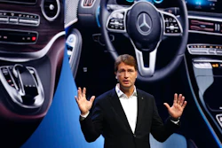 Ola Kallenius, Chairman of the Board of Management Daimler AG and Mercedes-Benz AG, talks about future innovation of the car maker at the world premiere of the Mercedes-Benz Vision AVTR concept car announcement during the Daimler Keynote before the CES tech show Monday, Jan. 6, 2020, in Las Vegas.