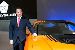 In this Feb. 13, 2014 file photo, Reid Bigland unveils the Dodge Challenger Shaker at the Canadian International Auto Show in Toronto. Fiat Chrysler's head of U.S. sales is leaving the automaker after more than two decades. Bigland had a bumpy career that saw huge growth but also a whistleblower lawsuit over a scheme to pay dealers to report fake sales numbers. The Italian-American company says Bigland will leave April 3, 2020.