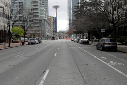 Shutdown in Seattle to slow the spread of coronavirus empties the streets, March 26, 2020. Less economic activity means less revenue for utilities.