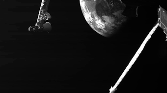 This photo made available by the European Space Agency and the Japan Aerospace Exploration Agency shows the earth as seen by the BepiColombo spacecraft on April 10, 2020.