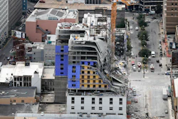 This Saturday, Oct. 12, 2019 file photo shows the Hard Rock Hotel, which was under construction, after a fatal partial collapse in New Orleans.