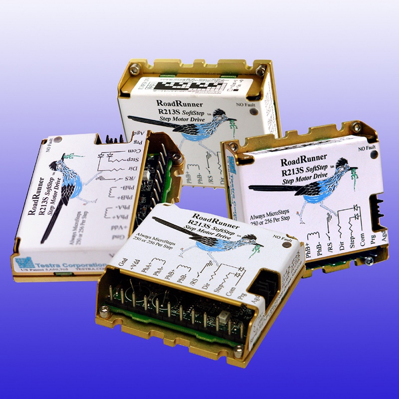 The RoadRunner SoftStep R213S microstepping motor drive from Testra provides smooth, quiet stepper motor operation.