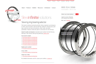 The new slewing ring bearing selector on the Kaydon Bearings website.