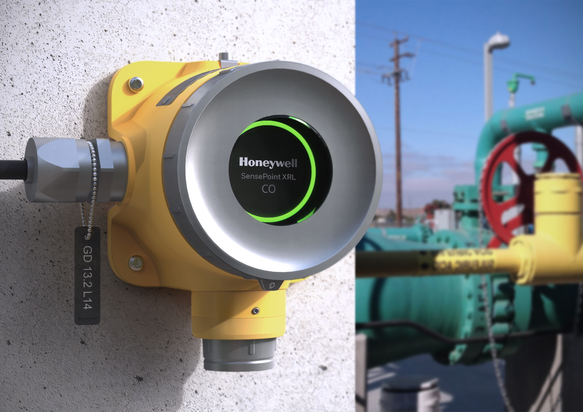 The new Sensepoint XRL fixed gas detector from Honeywell monitors industrial operations for specific hazardous gases, such as carbon monoxide or methane.
