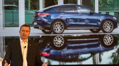 Mercedes-Benz India Managing Director and CEO Martin Schwenk speaks during the launch of Mercedes Benz New GLC Coupe.
