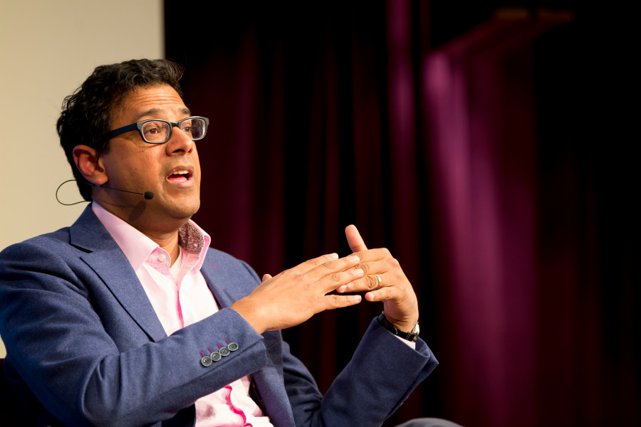 Doctor and author Atul Gawande discusses the state of public health at a JFK Jr. Forum at Harvard University, March 2018.