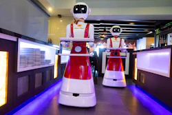Robots at the Hu family's Royal Palace restaurant in Renesse, Netherlands, May 27, 2020.