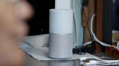 SK Telecom's AI speaker Nugu at a senior citizen's home in Seoul, May 13, 2020.