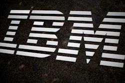 The IBM logo is displayed on the IBM building in Midtown Manhattan.