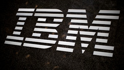 The IBM logo is displayed on the IBM building in Midtown Manhattan.