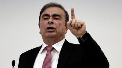Ex-Nissan Motor Co. Chairman Carlos Ghosn speaks at a press conference.