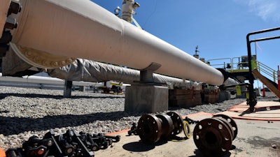 Fresh nuts, bolts and fittings are ready to be added to the east leg of the Enbridge Line 5 pipeline near St. Ignace, Mich.