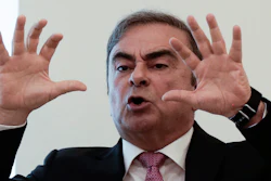 Nissan's former Chairman Carlos Ghosn speaks at a press conference.