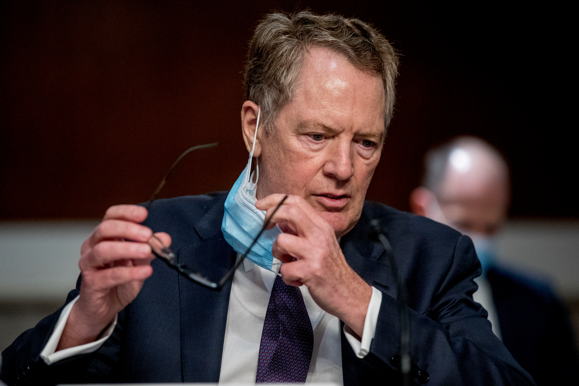 U.S. Trade Representative Robert Lighthizer arrives at a Senate Finance Committee hearing on Capitol Hill, June 17, 2020.