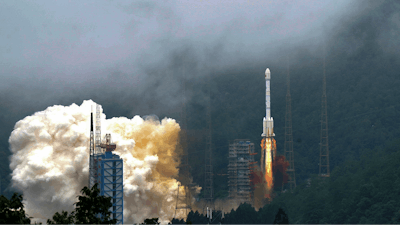 A rocket carrying the last satellite of the Beidou Navigation Satellite System blasts off.