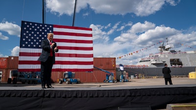 President Donald Trump arrives to speak at Fincantieri Marinette Marine, Thursday, June 25, 2020.