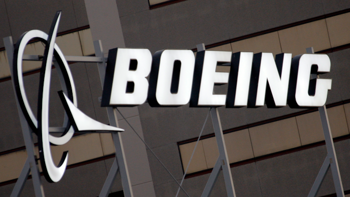 Boeing Company logo on the property in El Segundo, Calif.