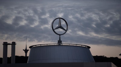 The Mercedes star is pictured at the Mercedes Benz headquarters in Stuttgart, Germany.