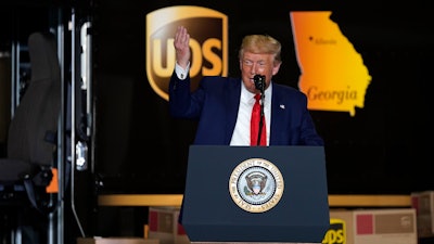 President Donald speaks during an event.