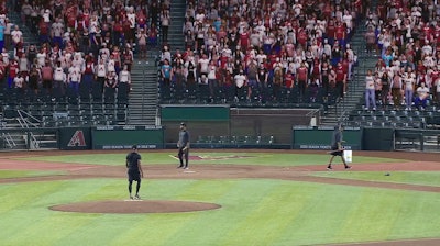 Screen shot from a test of virtual crowds at Chase Field in Phoenix, July 2020.