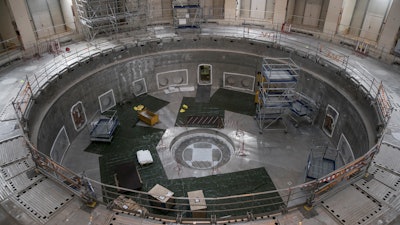 The base of the cryostat sits inside the bioshield of the ITER Tokamak in Saint-Paul-Lez-Durance, France, July 28, 2020.