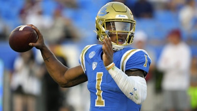 UCLA quarterback Dorian Thompson-Robinson during the first half of a game against Oklahoma, Sept. 14, 2019, in Pasadena, Calif.