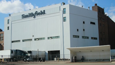 This April 8, 2020 photo shows the Smithfield pork processing plant in Sioux Falls, SD.