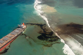 Oil leaking from the MV Wakashio.