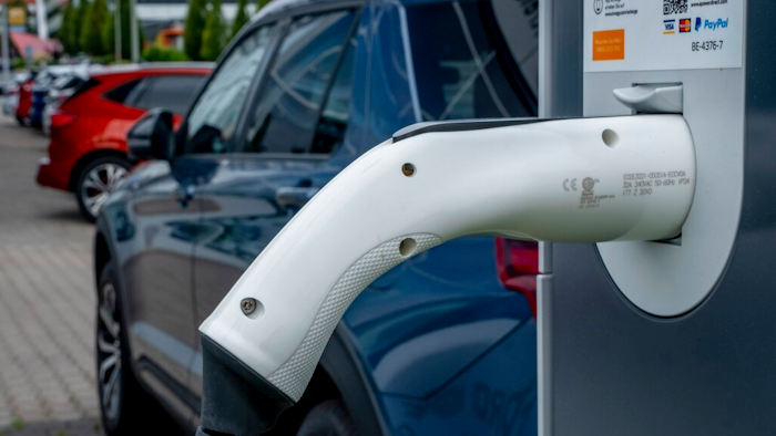 An electric car stand at a loading station of a car dealer in Bad Homburg, Germany, Thursday, Sept. 3, 2020.