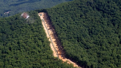 The Mountain Valley Pipeline route on Brush Mountain in Virginia.