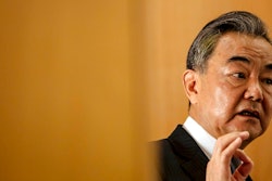 In this Aug. 30, 2020 file photo, Chinese Foreign Minister Wang Yi delivers a speech during a press conference at the Institute for International Relations in Paris. China on Tuesday, Sept. 8, 2020 unveiled its own initiative to address global data security issues, a countermove that comes a month after the U.S. announced its 'clean network' program aimed at discouraging other countries from using Chinese technology. Chinese foreign minister Wang Yi announced the initiative at a seminar on global digital governance.