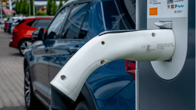 An electric car stand at a loading station of a car dealer in Bad Homburg, Germany, Thursday, Sept. 3, 2020.
