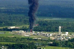 In this Sept. 1, 2017, file photo, smoke rises from the Arkema Inc. owned chemical plant in Crosby, near Houston, Texas.