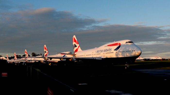In this Sunday, Oct. 11, 2020 file photo, retired British Airways Boeing 747-400 parked at Cotsworld Airport in Kemble, England. British Airways said Monday Oct. 12, 2020, that CEO Alex Cruz has been replaced after 4 1/2 years on the job as the COVID-19 pandemic pummels airlines around the world.