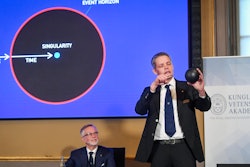 Ulf Danielsson of the Royal Swedish Academy of Sciences during a news conference, Stockholm, Oct. 6, 2020.