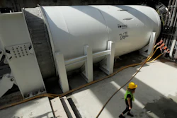 A tunnel boring machine at the bottom of a construction site at the Las Vegas Convention Center, Nov. 15, 2019.