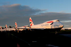 In this Sunday, Oct. 11, 2020 file photo, retired British Airways Boeing 747-400 parked at Cotsworld Airport in Kemble, England. British Airways said Monday Oct. 12, 2020, that CEO Alex Cruz has been replaced after 4 1/2 years on the job as the COVID-19 pandemic pummels airlines around the world.