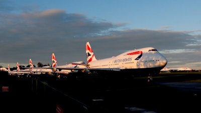 In this Sunday, Oct. 11, 2020 file photo, retired British Airways Boeing 747-400 parked at Cotsworld Airport in Kemble, England. British Airways said Monday Oct. 12, 2020, that CEO Alex Cruz has been replaced after 4 1/2 years on the job as the COVID-19 pandemic pummels airlines around the world.