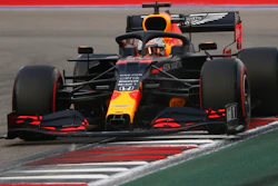 Red Bull driver Max Verstappen of the Netherlands steers his car during the qualification for the upcoming Russian Formula One Grand Prix, at the Sochi Autodrom circuit, in Sochi, Russia, Saturday, Sept. 26, 2020. The Russian Formula One Grand Prix will take place on Sunday.