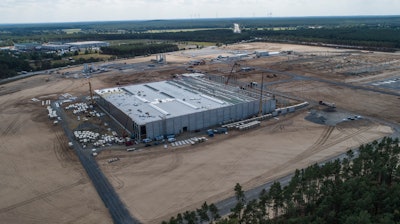 A drone shot of the Tesla Giga Factory under construction in Berlin Grünheide, taken in August of 2020.