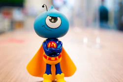 The figure of Ant Group's mascot is displayed at the Ant Group office in Hong Kong.