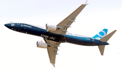 A Boing 737 MAX 9 airplane performs a demonstration flight at the Paris Air Show.
