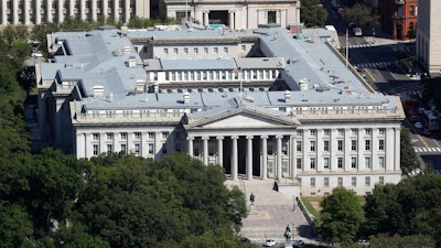 The Treasury Department building viewed from the Washington Monument, Sept. 18, 2019.