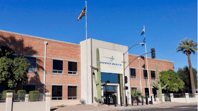 The main entrance of the Lockheed Martin plant in Goodyear, Ariz.