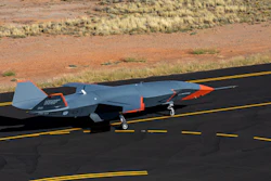 Boeing Australia’s Loyal Wingman displays its orange flight-test livery.