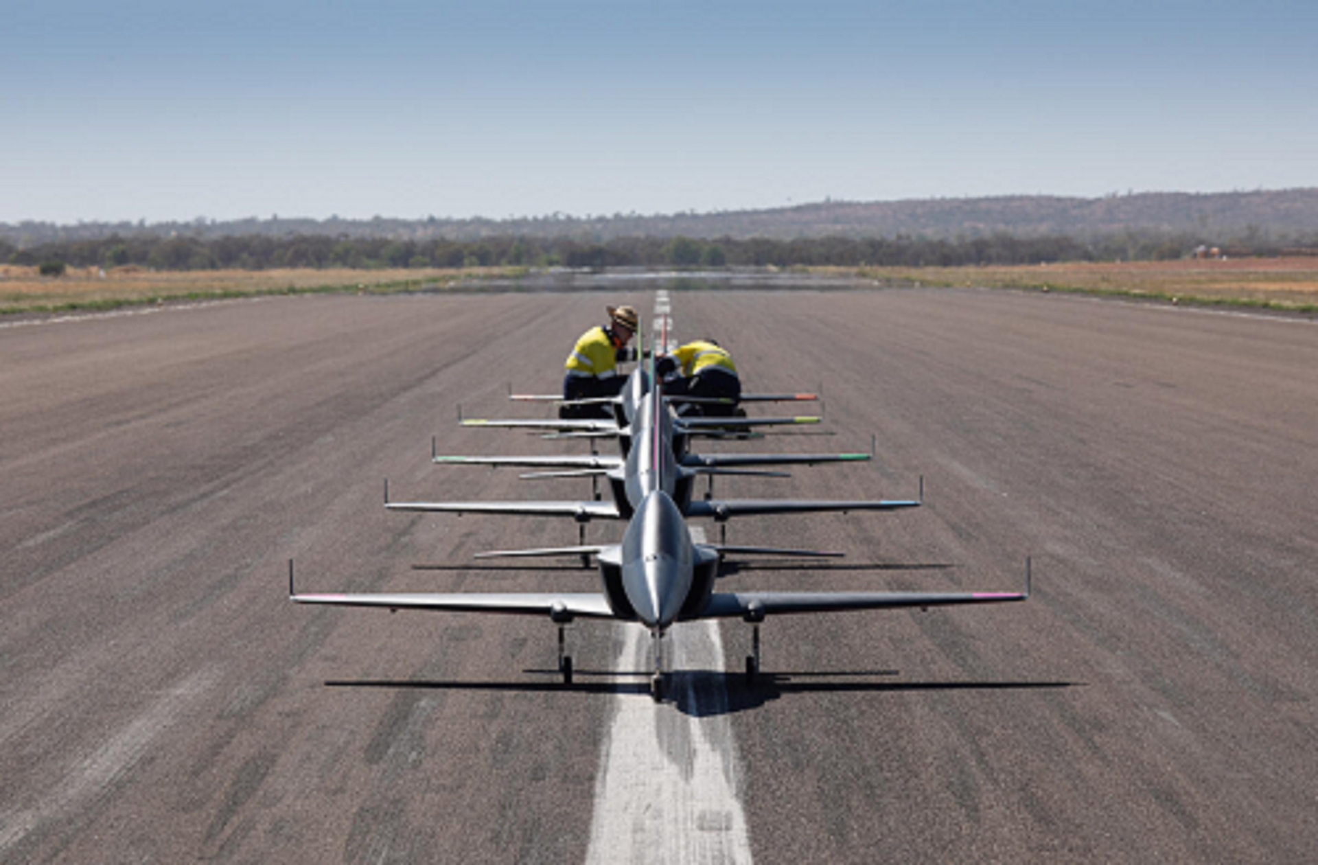 The five aircraft took off, completed various formations and landed autonomously as part of the test mission.