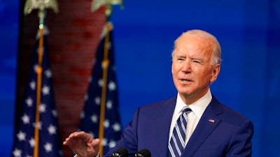 President-elect Joe Biden speaks during an event to announce his choice of retired Army Gen. Lloyd Austin to be secretary of defense, at The Queen theater in Wilmington, Del., Wednesday, Dec. 9, 2020.