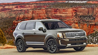 This undated photo provided by Kia shows the 2021 Kia Telluride, which retains its crown as the Edmunds Top Rated SUV for 2021. It stands out from the competition with its more premium look and feel.