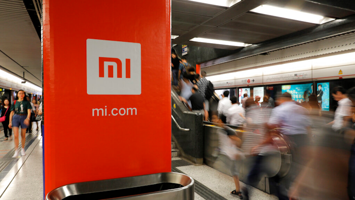 An advertisement for Xiaomi at a subway station in Hong Kong, July 9, 2018.